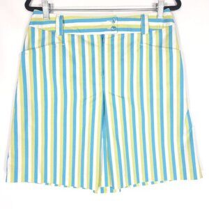 BURBERRY GOLF Striped Blue Green‎ White Skirt Belt Loops POLAND🇵🇱MADE Size 8